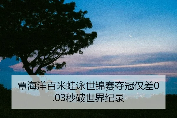 覃海洋百米蛙泳世锦赛夺冠仅差0.03秒破世界纪录